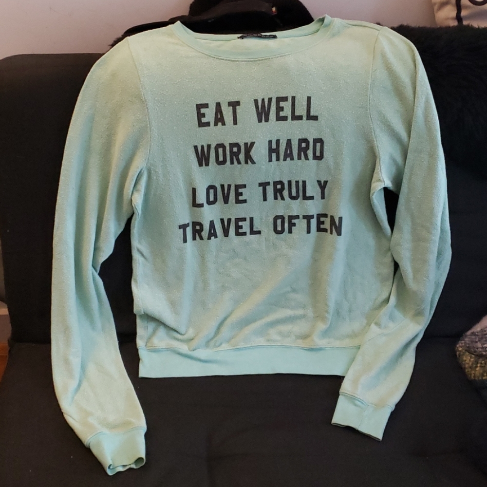 Wildfox Eat Well Work Hard beach baggy jumper XS
